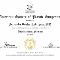 A Tijuana plastic surgeon's certificate from the American Society of Plastic Surgeons.