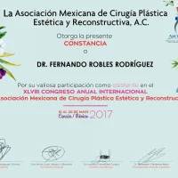 A certificate for the association of Tijuana plastic surgeons.