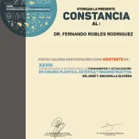 Dr. Fernando Rodriguez Rolles plastic surgery certificate in Tijuana.